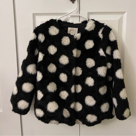 Kate spade girls polka dot jacket faux fur size 10 - Picture 1 of 2